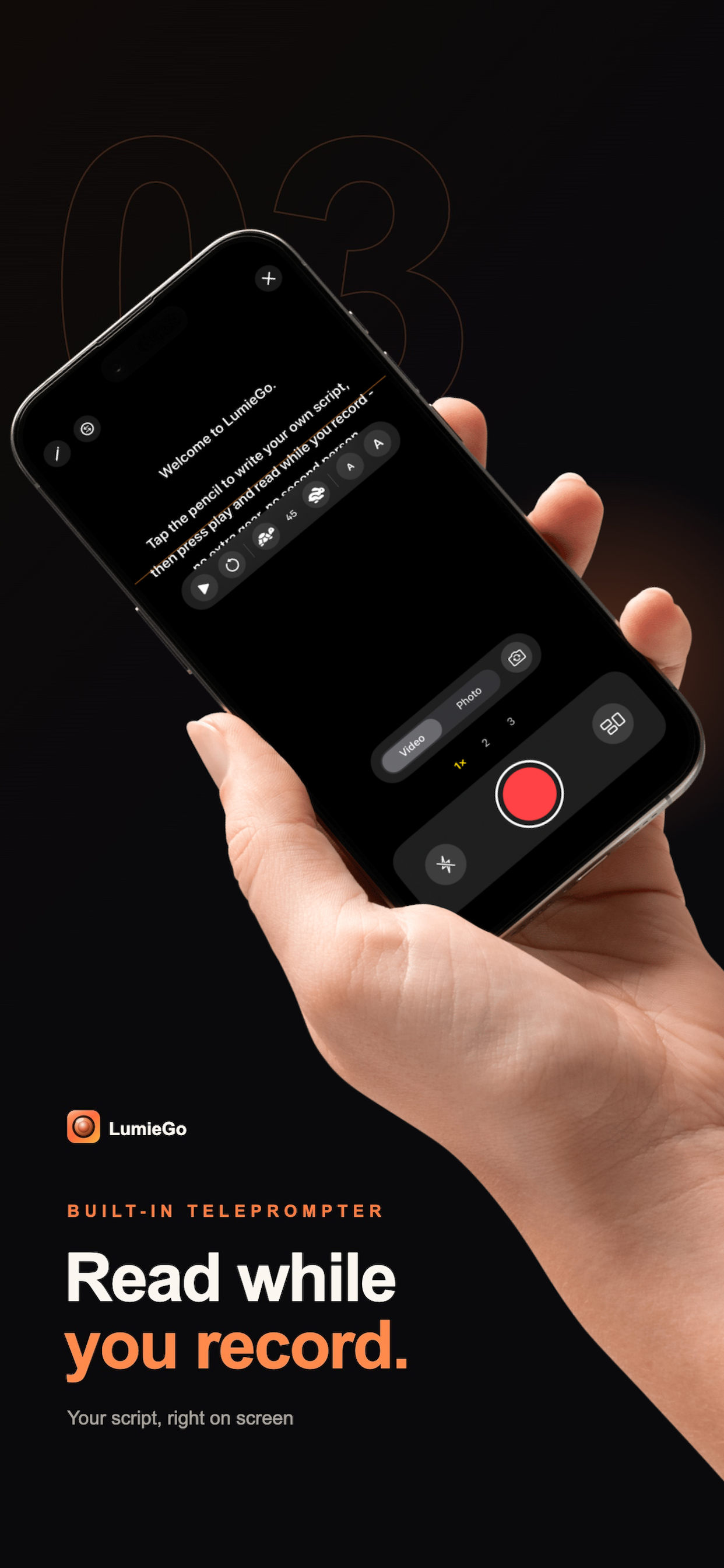 LumieGo teleprompter overlay