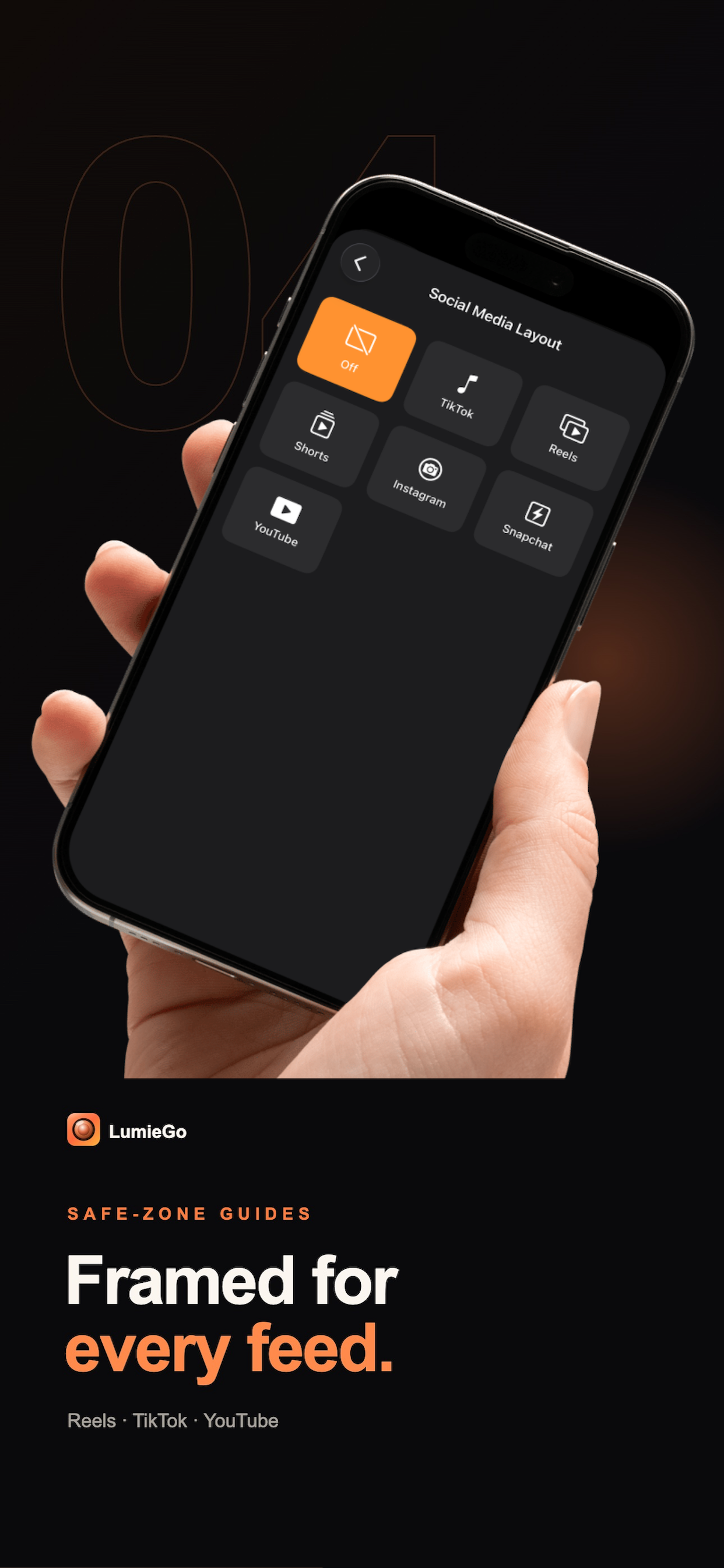 LumieGo social media safe-zone layouts